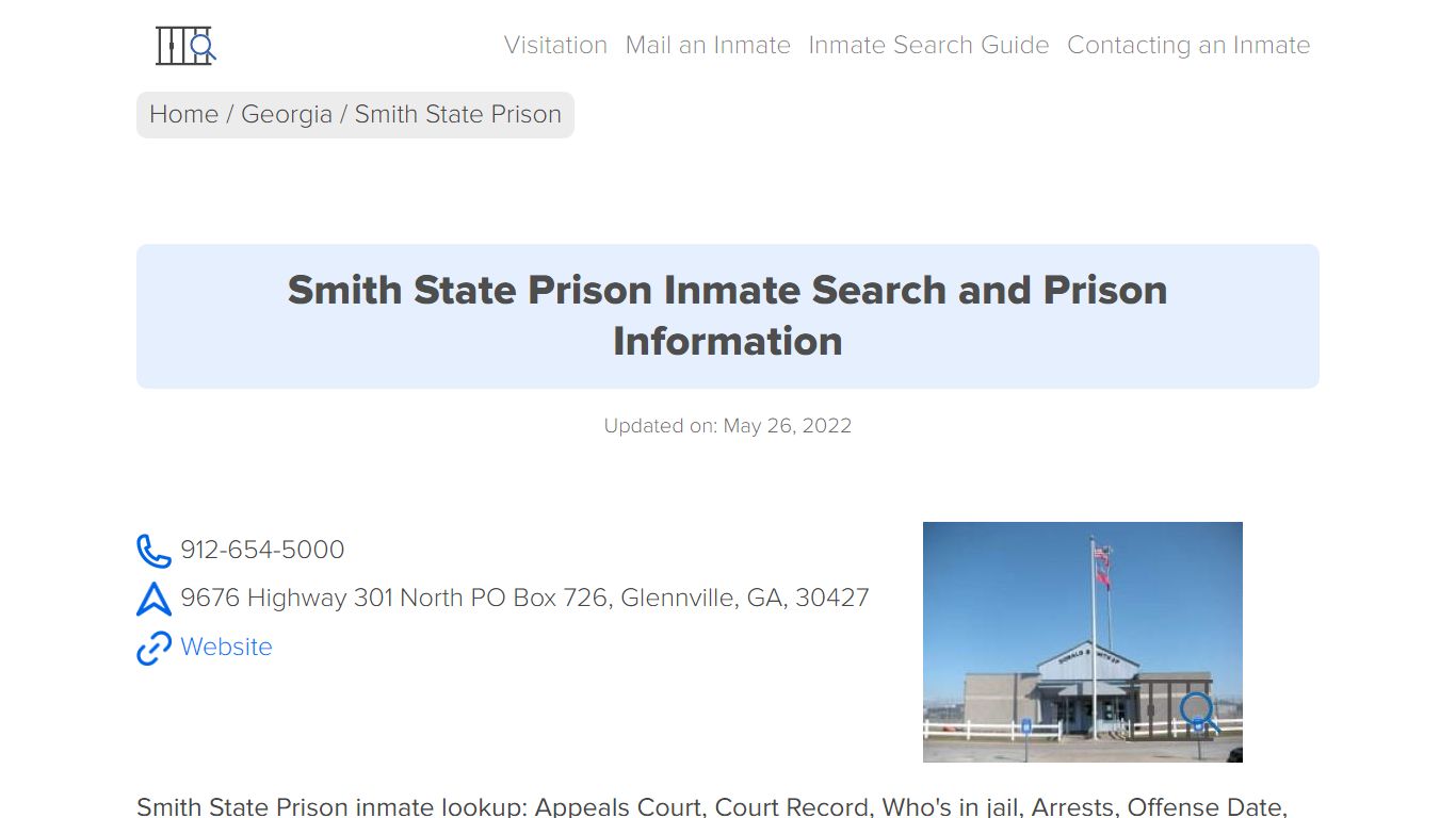 Smith State Prison Inmate Search and Prison Information